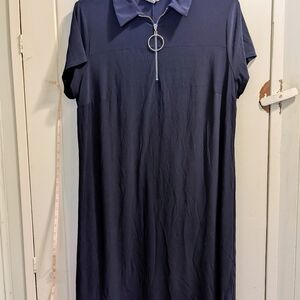 Ivy Road 2X Navy Blue Dress w/ Zipper Detail NWOT